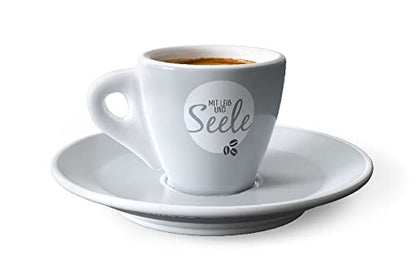laVida, tazza da caffè espresso con piattino, "Con anima e corpo"
