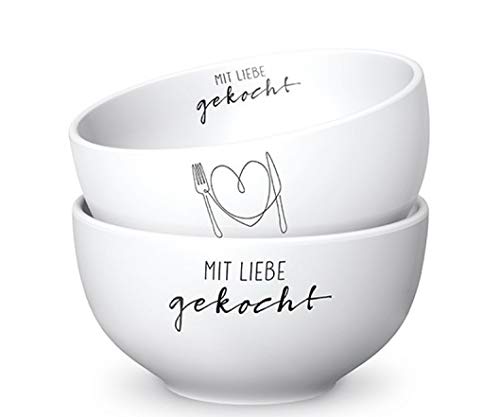 Regalo per te :-) Ciotola per cereali COTTA CON Amore grigio chiaro D. 13cm H. 7cm Kitchen Porzellan La Vida