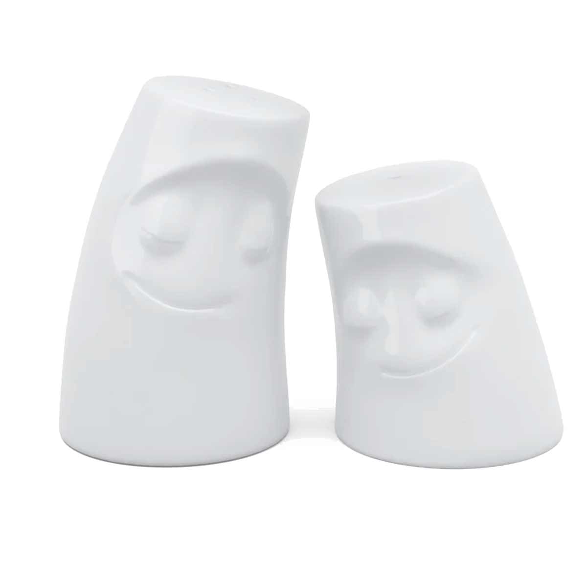 FIFTYEIGHT PRODUCTS / Salt & Pepper Shakers "Cuddly & Snuggly" (Porcelain, white, Made in Germany)