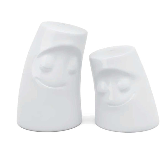 FIFTYEIGHT PRODUCTS / Salt & Pepper Shakers "Cuddly & Snuggly" (Porcelain, white, Made in Germany)