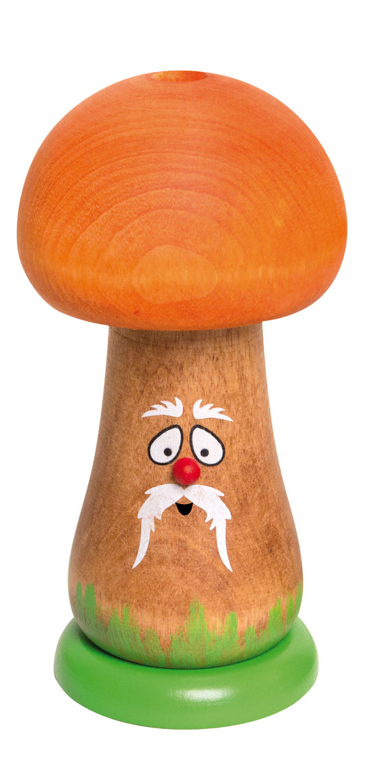 Drechslerei Kuhnert Smoking Mushroom | Smoking mushroom with orange hat | 12 cm
