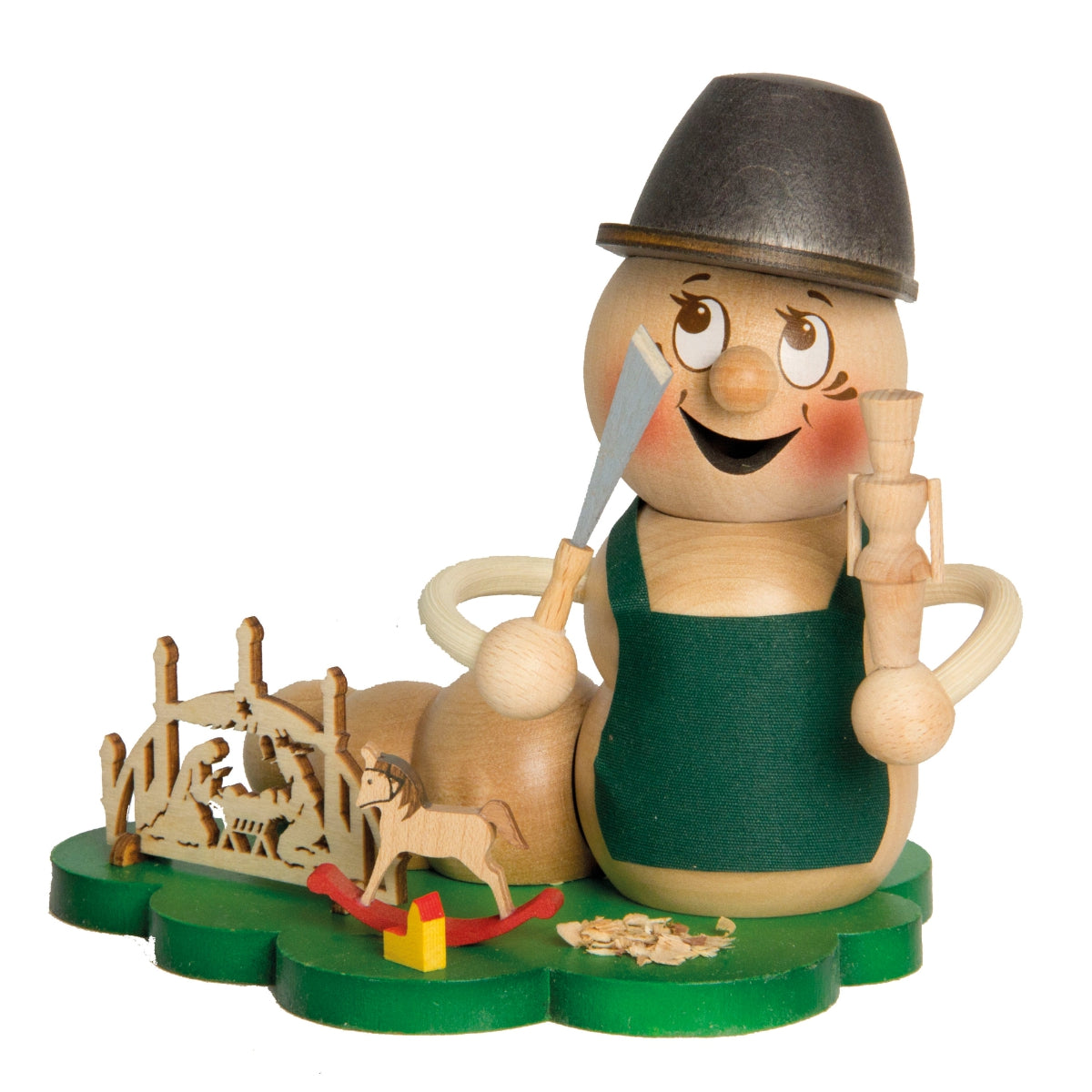 Drechslerei Kuhnert Rauchmann/Statuetta fumante - Verme di fumo in legno - Rudi & ROSI - Motivo: Nonna ROSI con nipote - Altezza: circa 14cm - Made in Germany