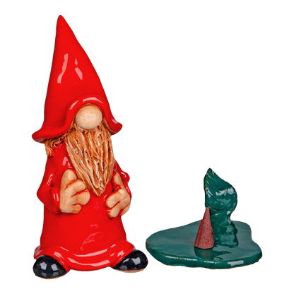 Crottendorfer Incense Burner Ceramic Incense Figurine Red in Gift Box incl. 1 Pack Assorted Incense Cones Size M (24 pieces)