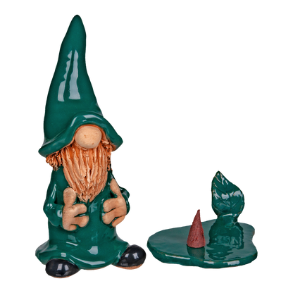 Crottendorfer Incense Burner Ceramic Incense Figurine Green in Gift Box incl. 1 Pack Assorted Incense Cones Size M (24 pieces)