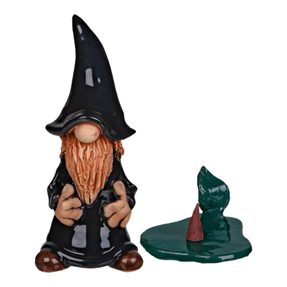 Crottendorfer Incense Burner Ceramic Incense Figure, black, in gift box incl. 1 pack of "Colorful Mix" incense cones, size M (24 pieces)