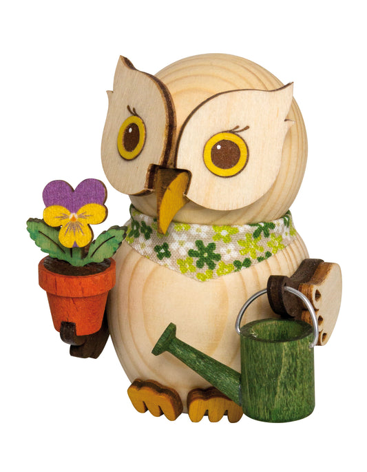 Kuhnert - Decorazione/statua in legno - Mini gufo giardiniere - circa 7cm - Made in Germany