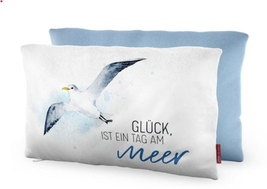 La Vida Cotton Cushion, "Happiness is a Day at the Sea", Rectangular, 40 x 25 cm