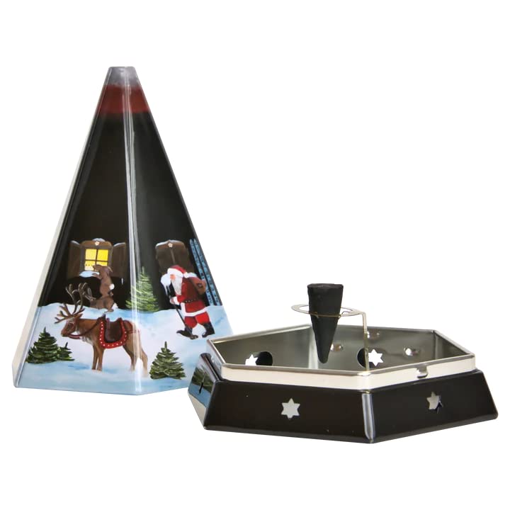 Crottendorf Incense Pyramid/Metal Incense Burner - with integrated incense cone holder for size M - Dimensions: 11.5 x 10 x 13.7 cm - Made in Germany