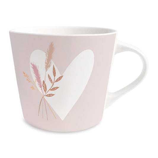 Graphics Workshop Coffee Mug with 100% Real Gold | Porcelain Mug | 420 ml | Heart with Bouquet