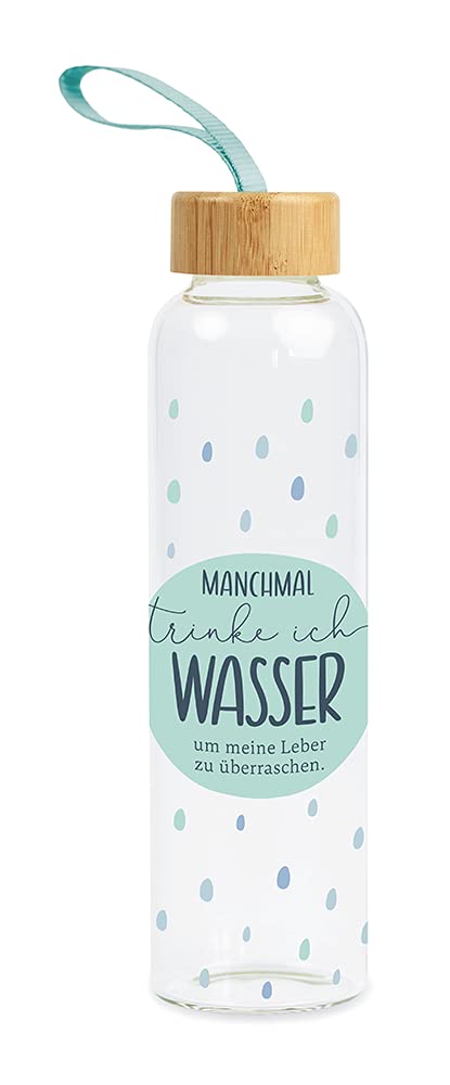 Grafik Werkstatt Borraccia in vetro con frase divertente | con laccetto | 550 ml
