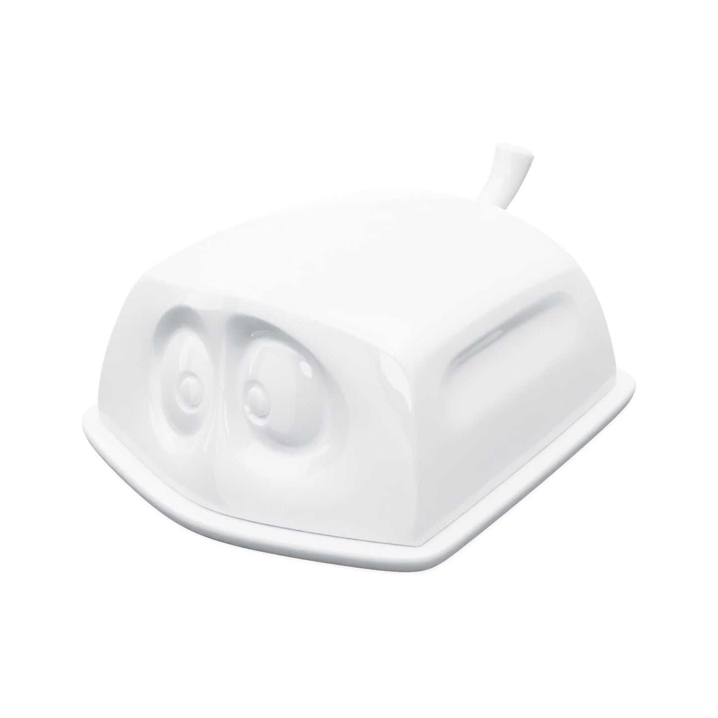FIFTYEIGHT PRODUCTS / Butter Dish "Hidden", (Porcelain, L: 15.5 cm W: 13 cm, H: 6.5 cm, Weight: 711g, white, Made in Germany)