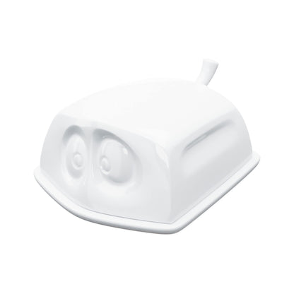 FIFTYEIGHT PRODUCTS / Butter Dish "Hidden", (Porcelain, L: 15.5 cm W: 13 cm, H: 6.5 cm, Weight: 711g, white, Made in Germany)