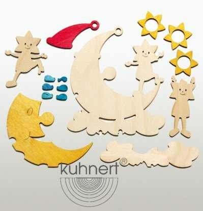 Kuhnert Erzgebirge Handicraft Workshop Craft Kit Window Picture Moon 16x21cm (15 individual parts)