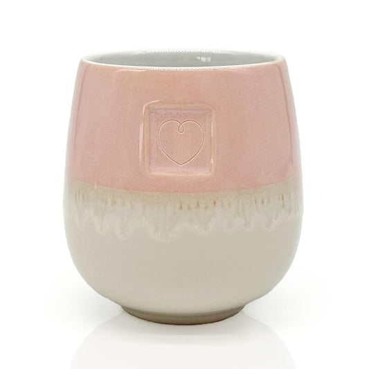 Mea-Living STONEWARE Mug | "HEART" | pink | 400 ml | hand-decorated drinking mug or flower pot