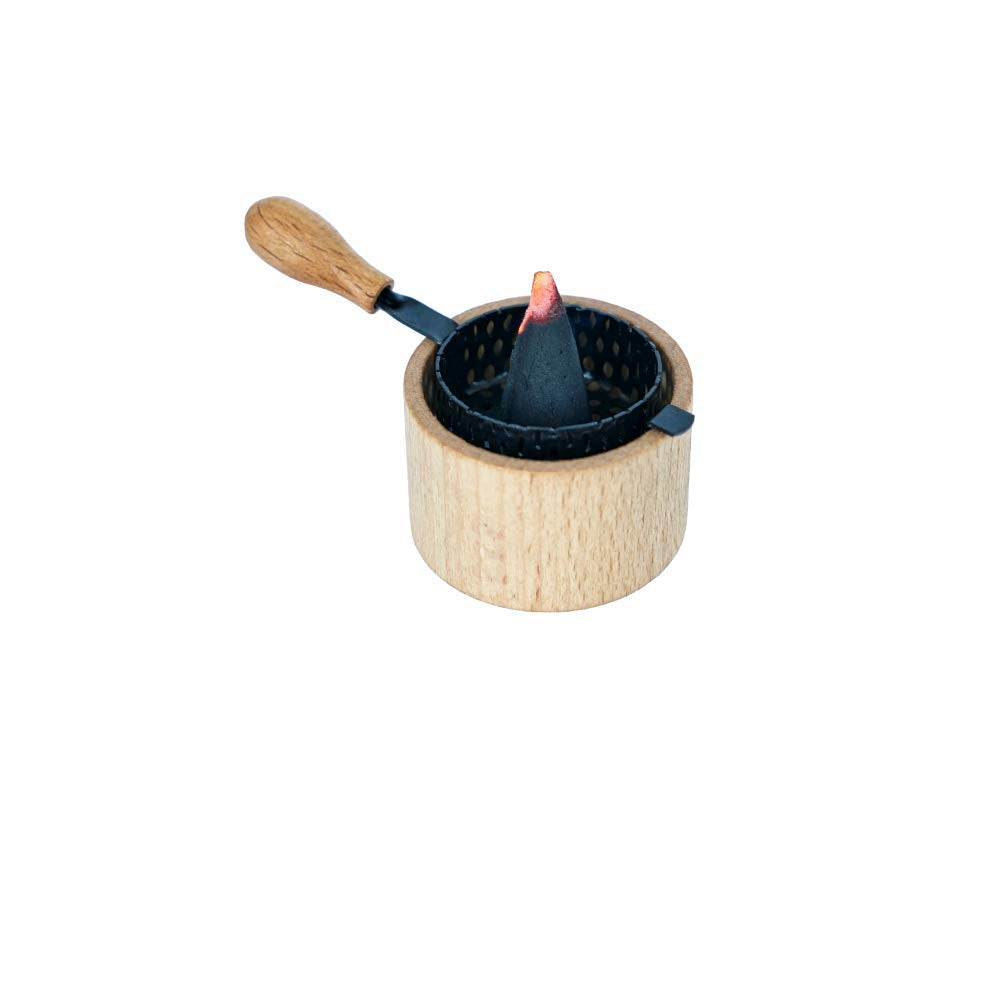 Crottendorfer Wooden Smoking Pot with Metal Basket incl. 5 Incense Cones