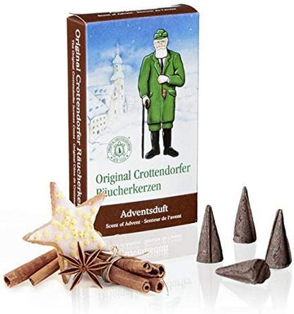 Crottendorfer Räucherkerzen set da 8 (8 x 24 pezzi) Profumo d'Avvento, Incenso natalizio, Mela e cannella, Legno di sandalo, Sogno d'inverno, Arancia d'inverno, Mix colorato, Profumo di abete