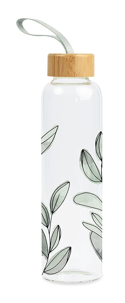 Grafik-Werkstatt Trinkflasche aus Glas mit lustigem Spruch | mit Griffschlaufe | 550 ml | Wasser reichen, medium