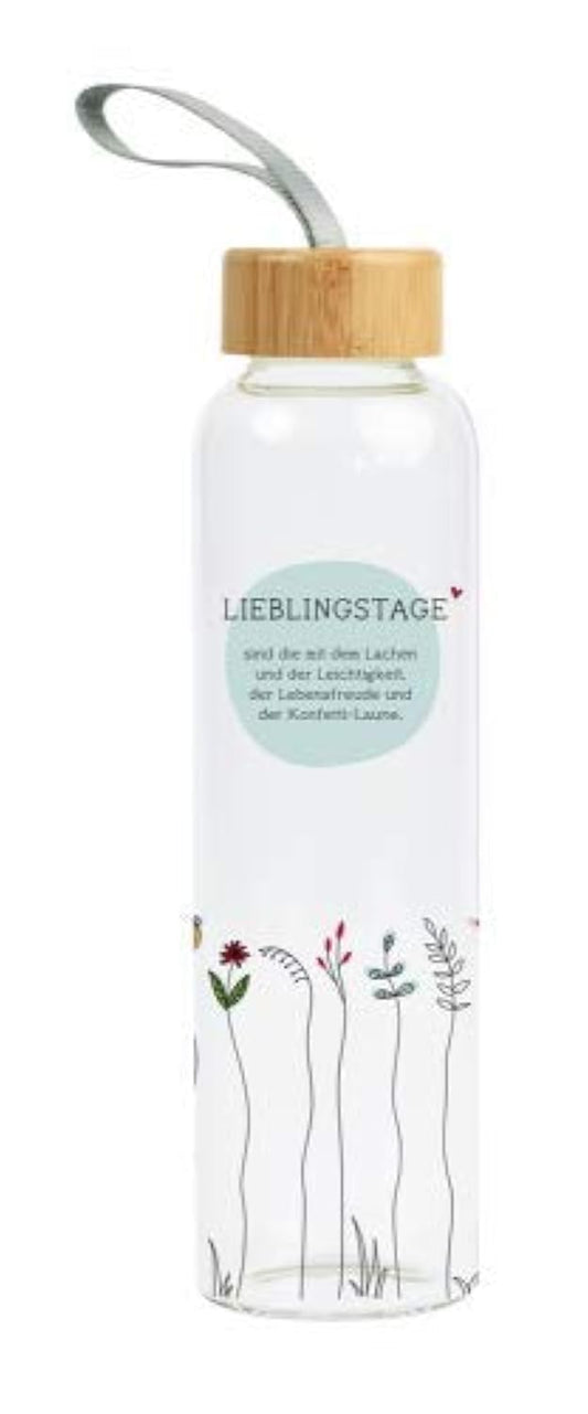 Grafik Werkstatt Borraccia in vetro con frase divertente | con laccetto | 550 ml | Giorni preferiti