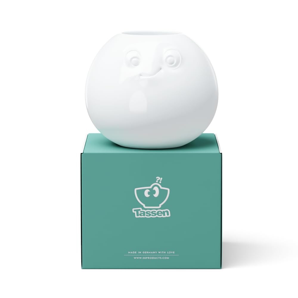 FIFTYEIGHT PRODUCTS / Vase "Amused" (porcelain, 16.5 cm x 8 cm x 18 cm, white, Made in Germany)