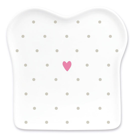 Grafik Werkstatt Piatto da toast con scritta | Porcellana | Cuori, pois