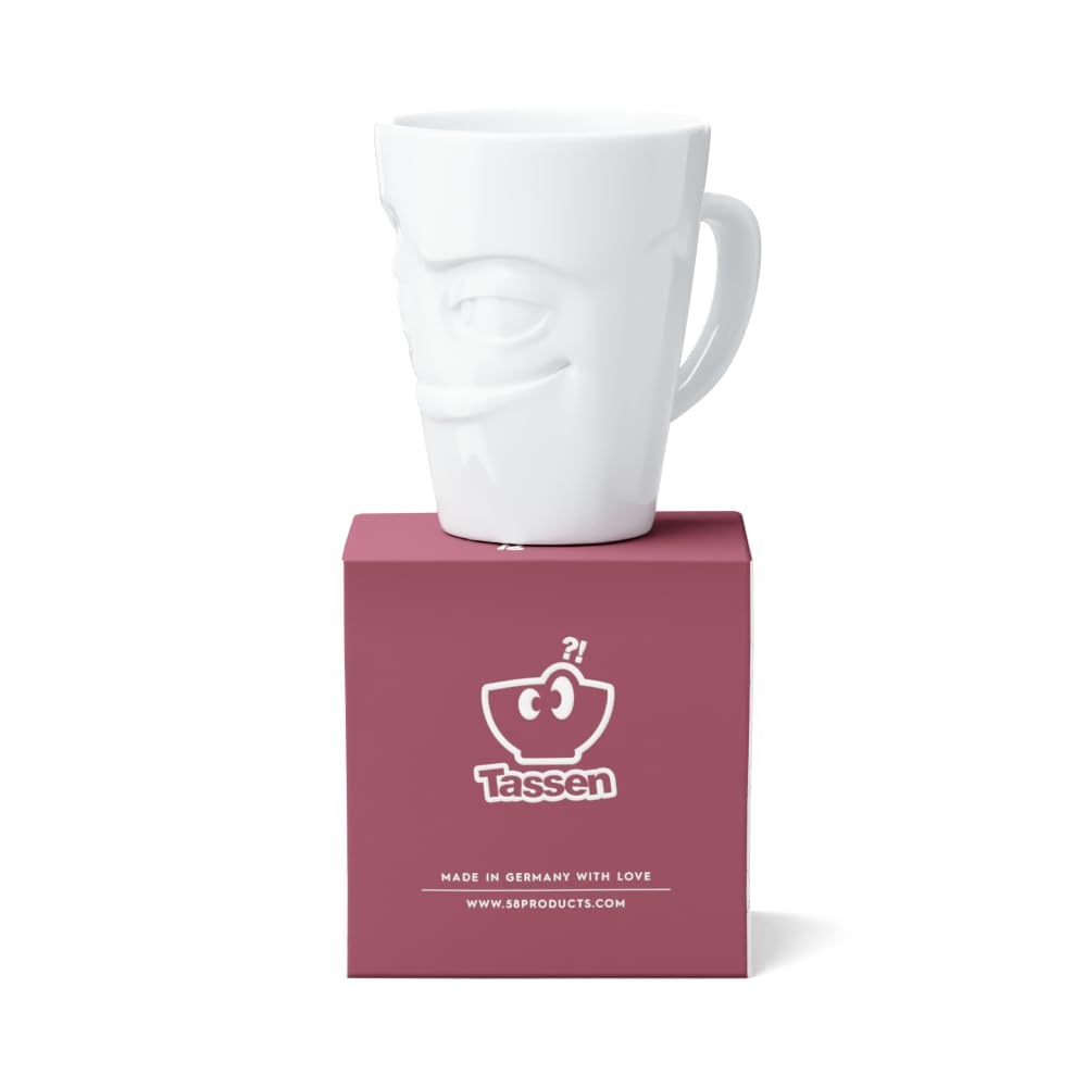 FIFTYEIGHT PRODUCTS / Handle Mug "Grumpy" (Porcelain, 350 ml, white, Made in Germany)