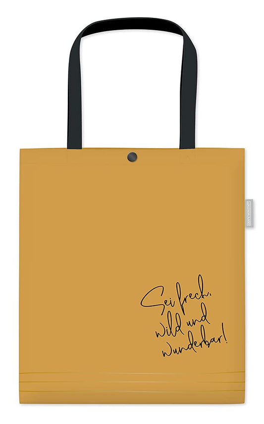 Grafik-Werkstatt Borsa in cotone unisex | Borsa con chiusura | "Sii meraviglioso" | Giallo