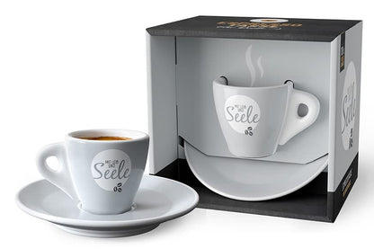 laVida, tazza da caffè espresso con piattino, "Con anima e corpo"