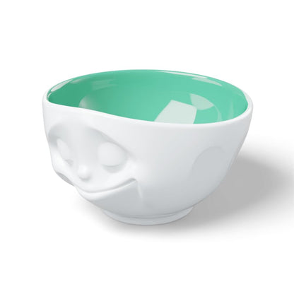 FIFTYEIGHT PRODUCTS / Mugs / Bowl "Happy" (Porcelain, 500ml, white, mint inside, Made in Germany)