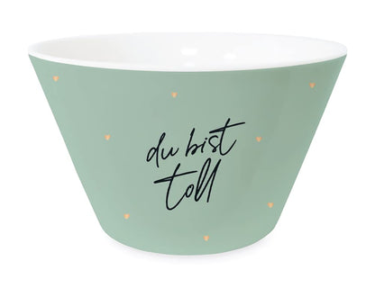 Graphic Workshop Muesli Bowl | with real gold | porcelain | you are great, Green