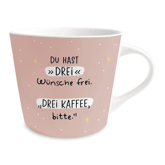 Graphics Workshop Coffee Mug with 100% Real Gold | Porcelain Mug | 420 ml | Three Wishes
