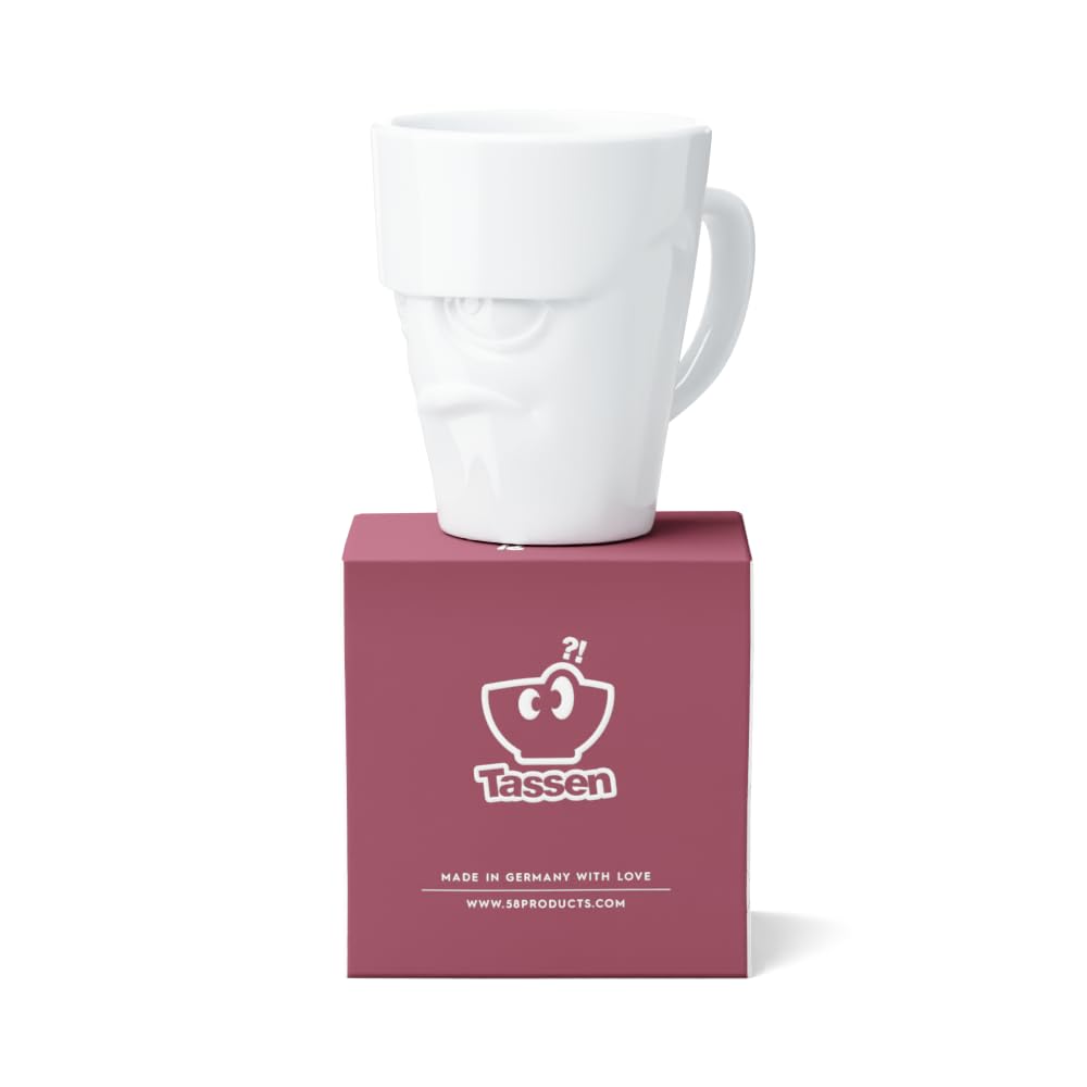 FIFTYEIGHT PRODUCTS / Handle Mug "Grumpy" (Porcelain, 350 ml, white, Made in Germany)