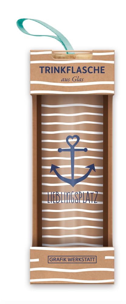 Grafik Werkstatt Borraccia in vetro con frase divertente | con laccetto | 550 ml