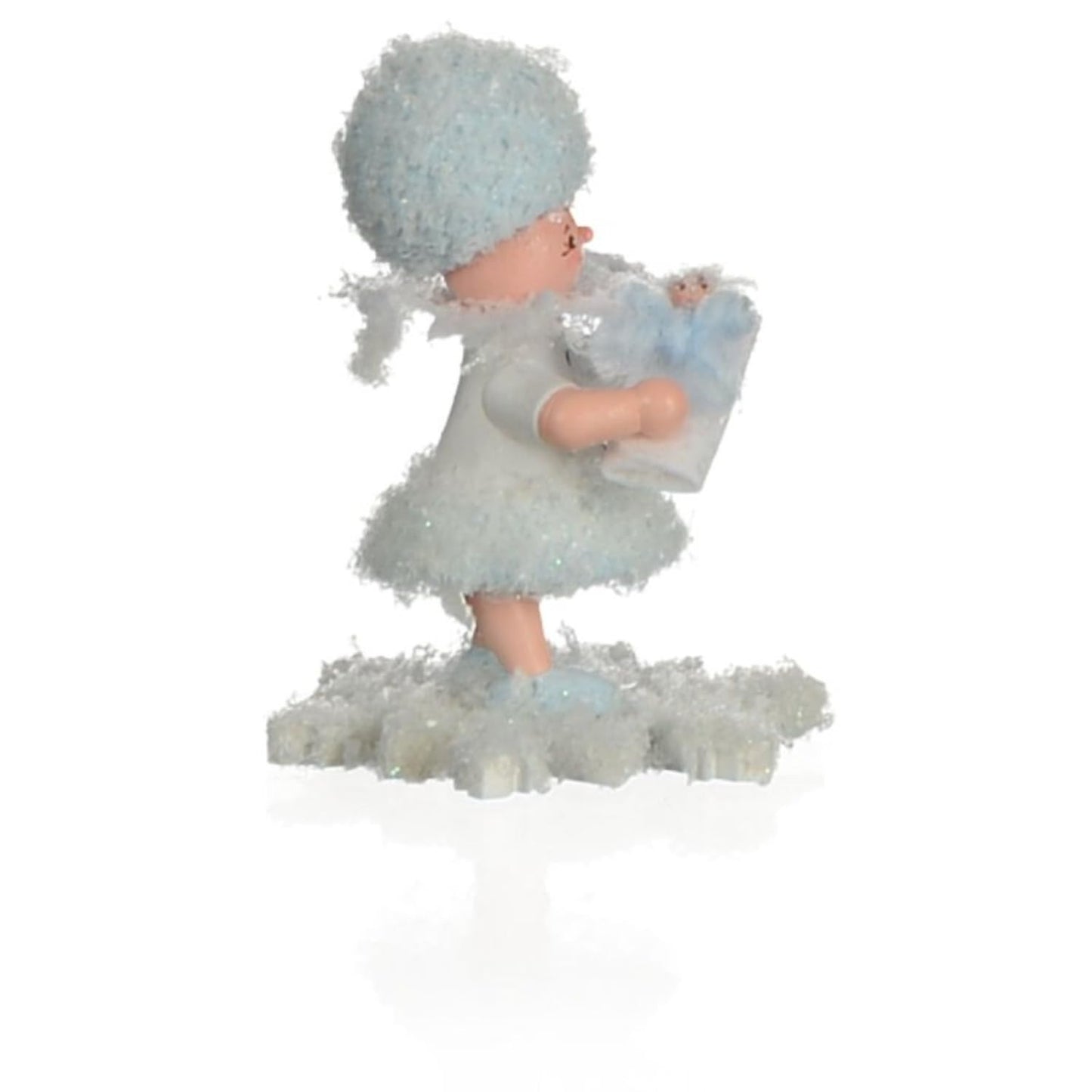 Drechslerei Kuhnert Schneeflöckchen mit Baby Jungen - 5 cm