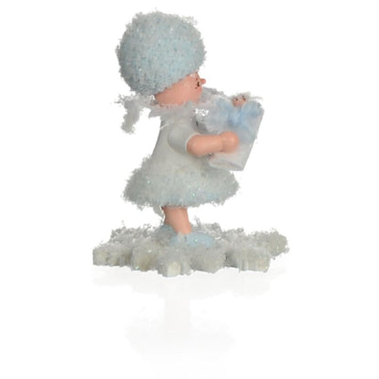 Drechslerei Kuhnert Schneeflöckchen mit Baby Jungen - 5 cm