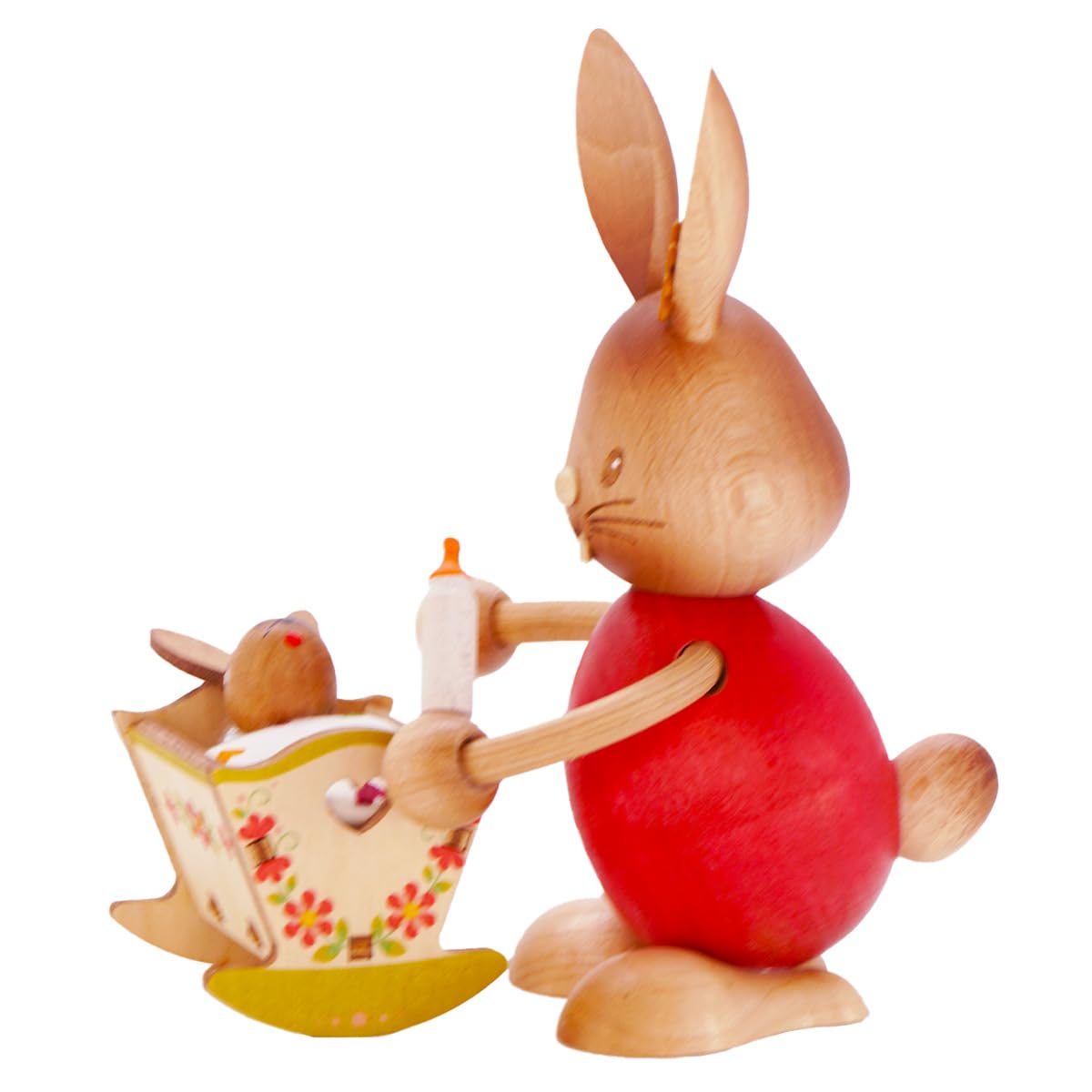 Drechslerei Kuhnert - Easter Decoration / Easter Bunny - Stupsi Bunny with Cradle - Wood - Made in Germany
