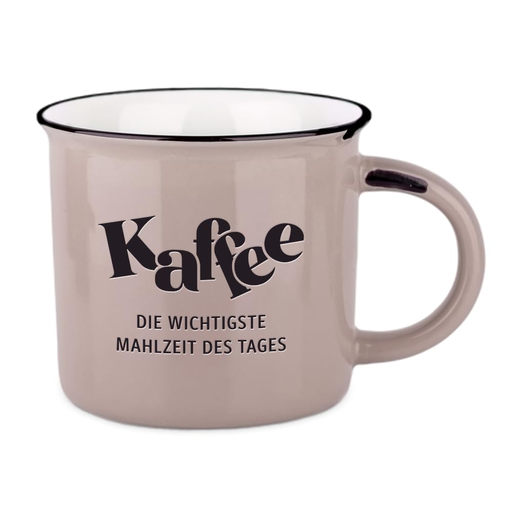 Grafik-Werkstatt Kaffeetasse vintage| Keramik Becher zum verschenken | 400 ml | Kaffee, Gelb