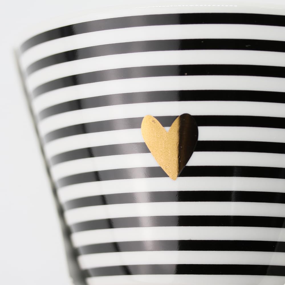Graphics Workshop Cereal Bowl | with Real Gold | Porcelain | Heart, Black and White
