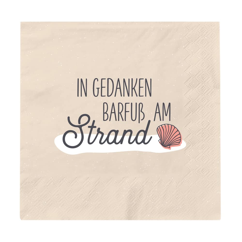 Grafik Werkstatt Napkins with Saying | 20 pieces | 16.5 x 16.5 cm | maritime | Barefoot on the beach