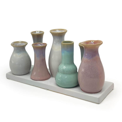 Mea Living 7 Väschen GROß auf Tablett  aus Keramik, multicolor