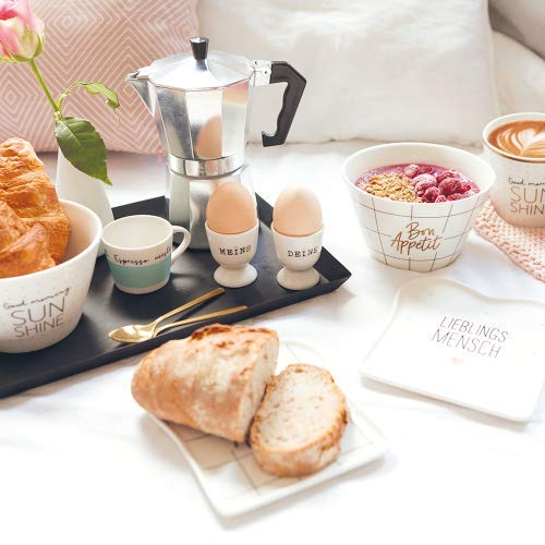 Graphic Workshop Espresso Cup with 100% Real Gold | Porcelain Cup | 50 ml | Good Morning