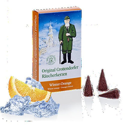Original Crottendorfer Räucherkerzen - 4 Sorten in einem Set - verschiedene Düfte (Adventsduft, Winter-Orange, Waldmoos, Lavendel)