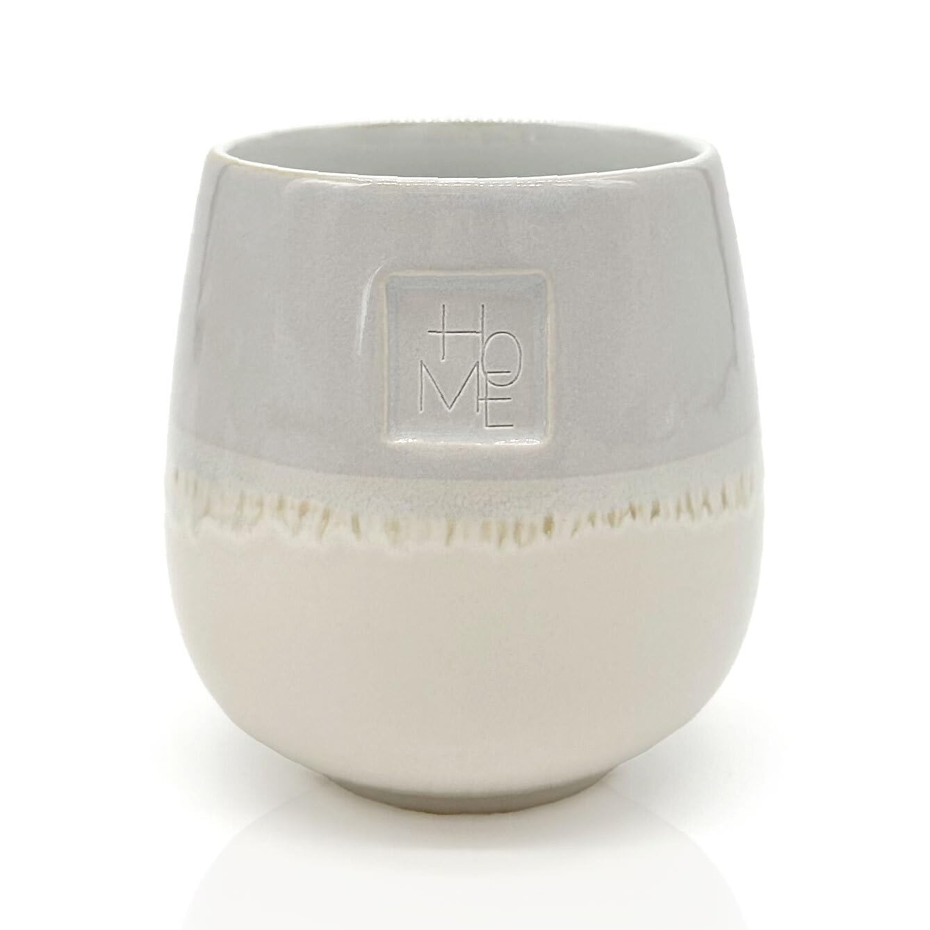 Mea-Living STONEWARE Mug | "HOME" | grey | 400 ml | hand-decorated drinking mug or flower pot