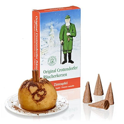 Crottendorfer Incense Cones Set in a 4-pack with 24 pcs per pack, size M incense cones in various scents such as Cinnamon Apple, Fireplace Magic, Assorted Mix, Erzgebirge Christmas Scent