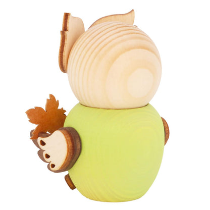 Kuhnert - Decoration / Wooden figurine - Mini Owl "with leaf garland" - approx. 7cm - Made in Germany