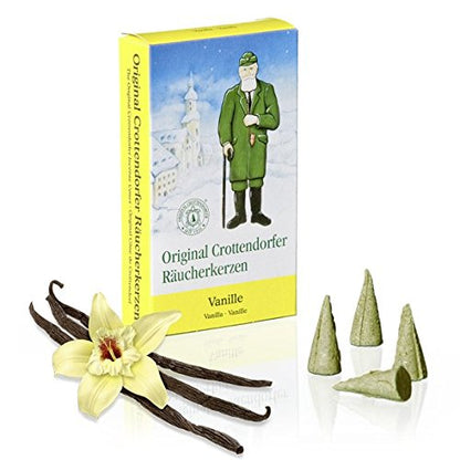 Original Crottendorfer Räucherkerzen - 4 Sorten in einem Set - verschiedene Düfte (Tanne, Sandel, Drei-Königs-Duft,Vanille)