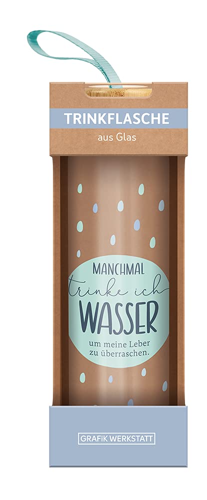 Grafik Werkstatt Borraccia in vetro con frase divertente | con laccetto | 550 ml