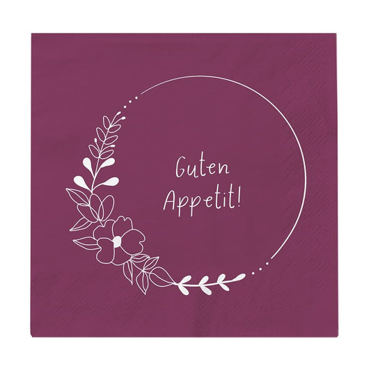 Grafik Werkstatt Tovaglioli con Scritta | 20 pezzi | 12,5 x 12,5 cm | viola | Buon appetito