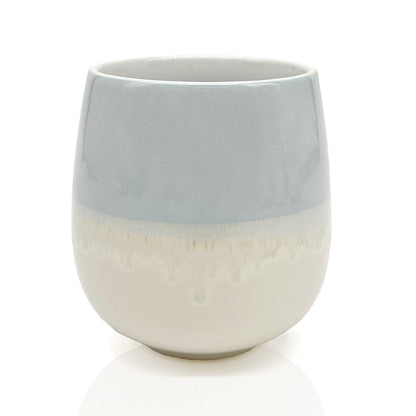 Mea-Living STONEWARE Mug | "ANCHOR" | blue | 400 ml | hand-decorated drinking mug or flower pot