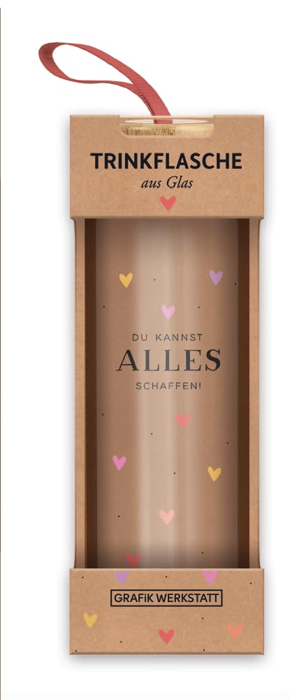 Grafik Werkstatt Borraccia in vetro con frase divertente | con laccetto | 550 ml