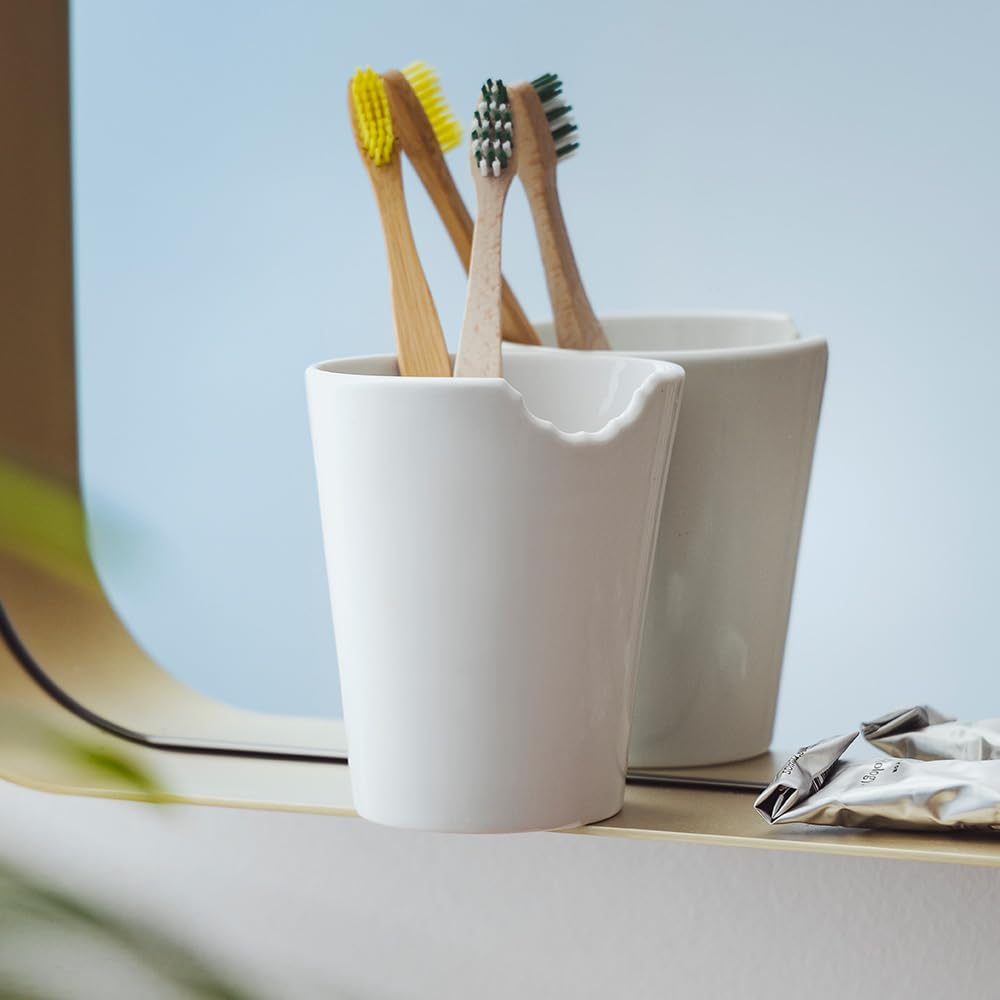 FIFTYEIGHT PRODUCTS / Mugs / "Mugs with a Bite" (handleless, porcelain, 400ml, white, Made in Germany)